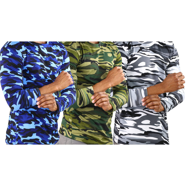 Men's Premium Fleece Lined Microfiber Thermal Long Sleeve Crewneck Shirt Top