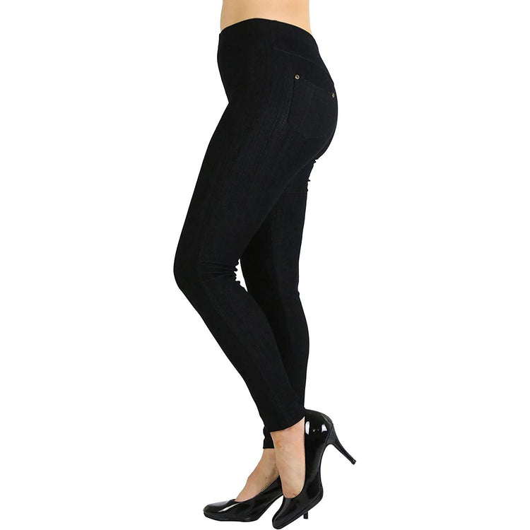 Women’s Easy Pull-On Denim Skinny Fit Comfort Stretch Leggings Jeggings