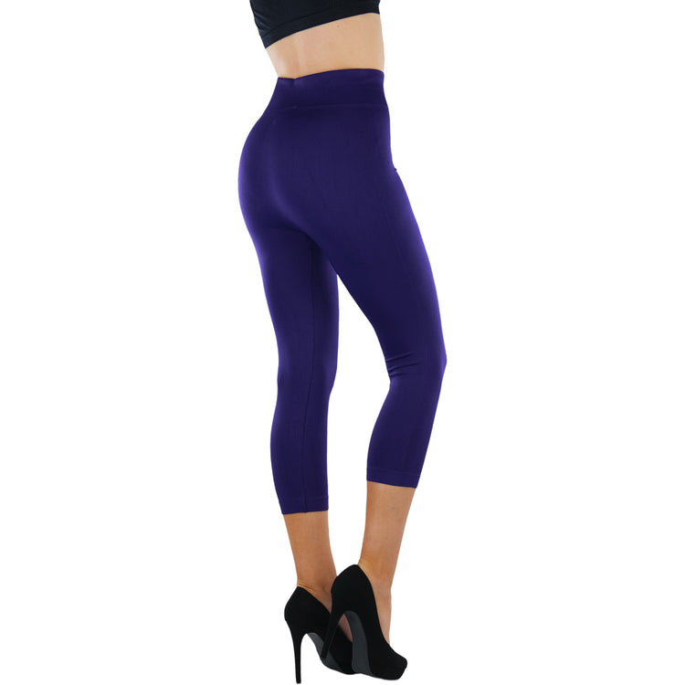 Women’s Capri Length Wide Waistband Seamless Lightweight Stretch Leggings