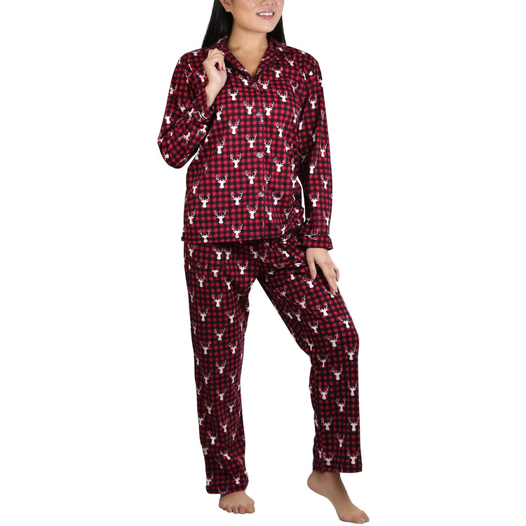 Women's Flannel Pajama Set with Matching Top and Bottom