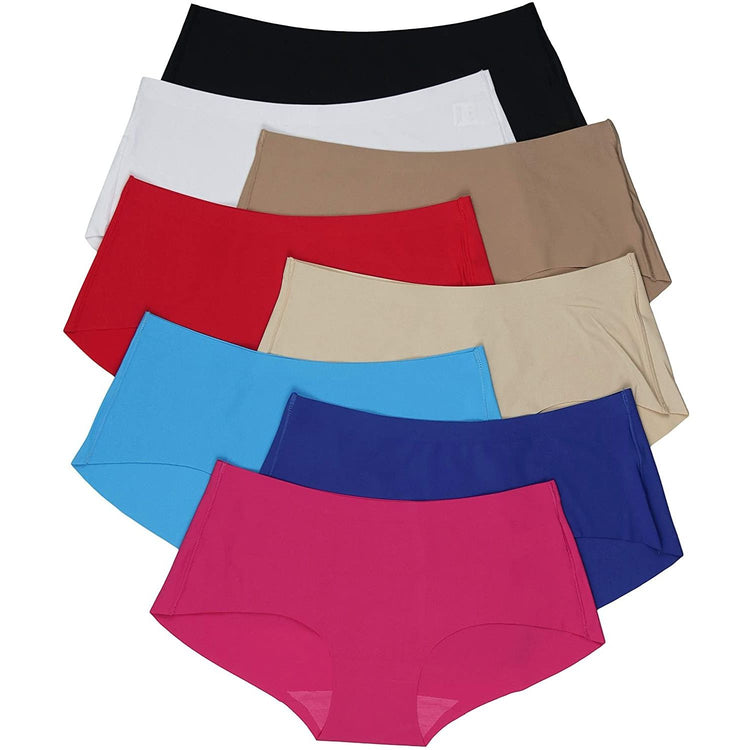 ToBeInStyle Womenโs Pack of 6 Comfortable No Panty Line Laser Cut Boyshorts