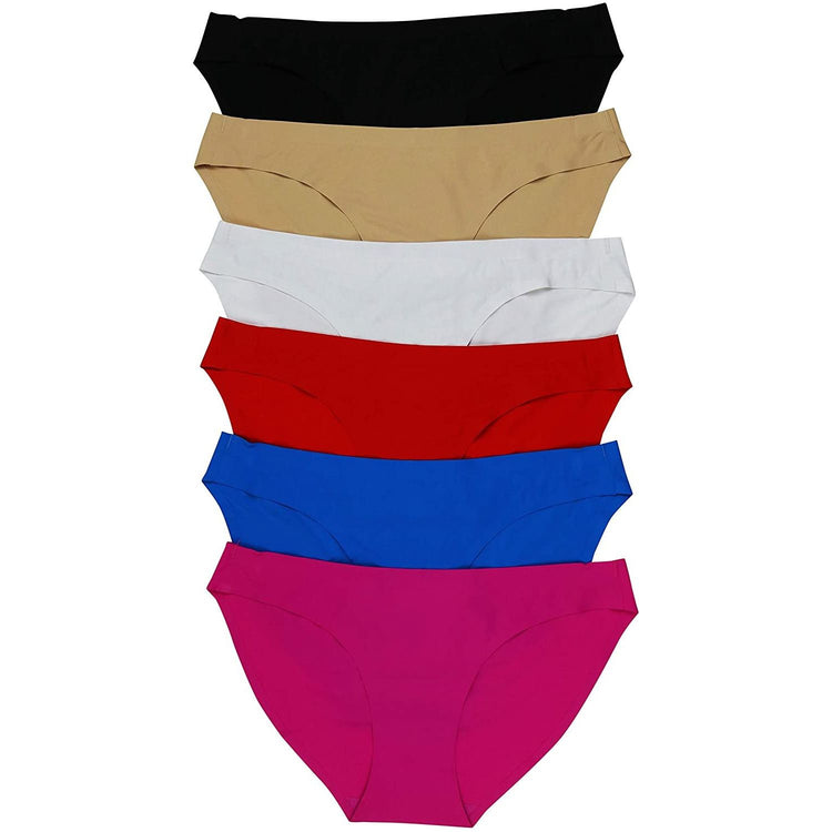 ToBeInStyle Womenโs Pack of 6 Comfortable No Panty Line Laser Cut Boyshorts