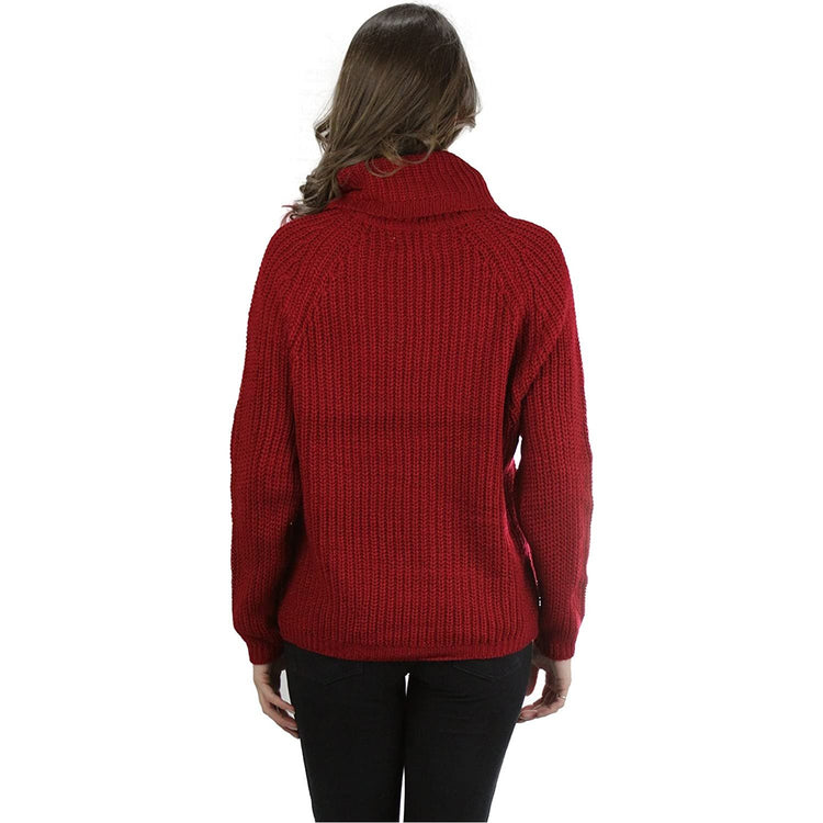 ToBeInStyle Women's Classic Knit Fold Over Turtleneck Pullover