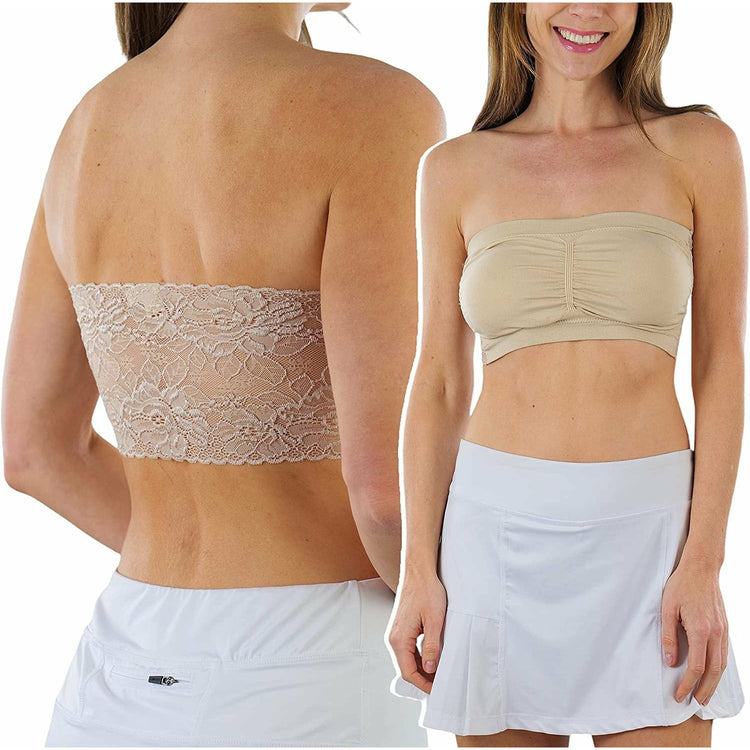Women’s Floral Lace Back Padded Tube Bra Bandeau