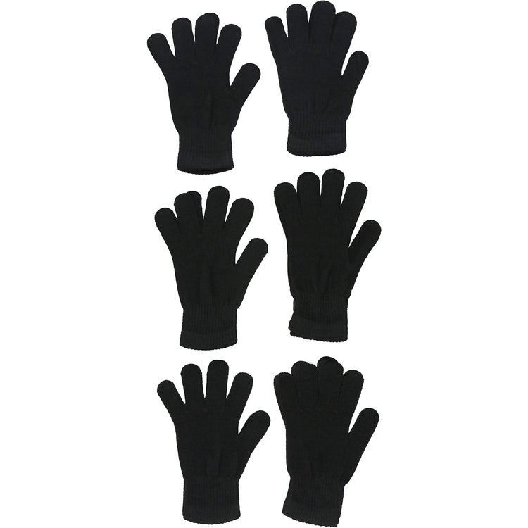 Men's Pack of 6 Knit Solid Colored Gloves