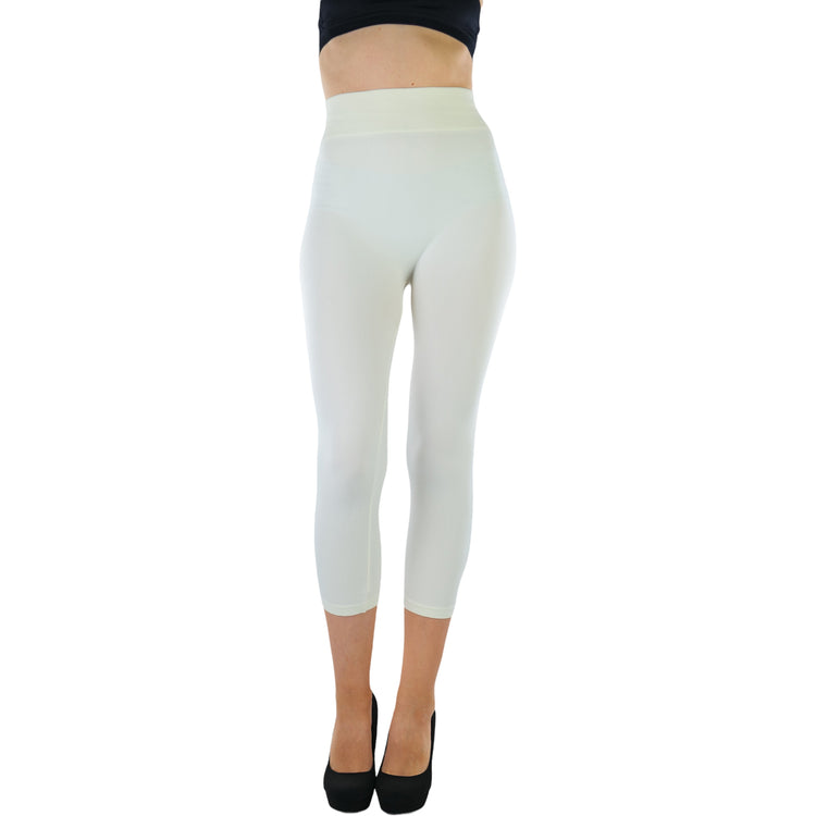 Women’s Capri Length Wide Waistband Seamless Lightweight Stretch Leggings