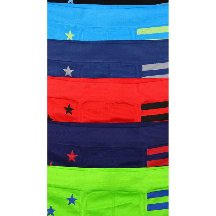 ToBeInStyle Boy's Pack of 6 Seamless Boxer Briefs with Stars and Stripes Print