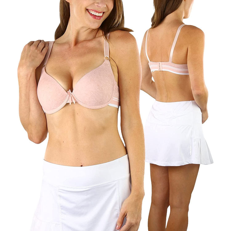 ToBeInStyle Women's Pack of 6 Cotton Heathered Bras with Wide Striped Band