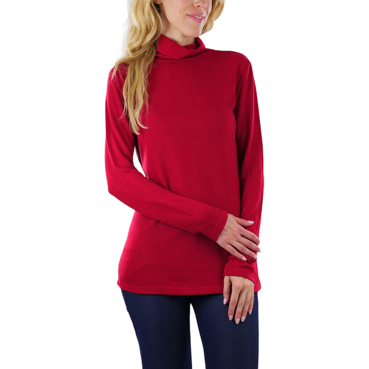 ToBeInStyle Women's Relaxed fit Long Sleeve Soft and Stretchy Turtleneck Shirt