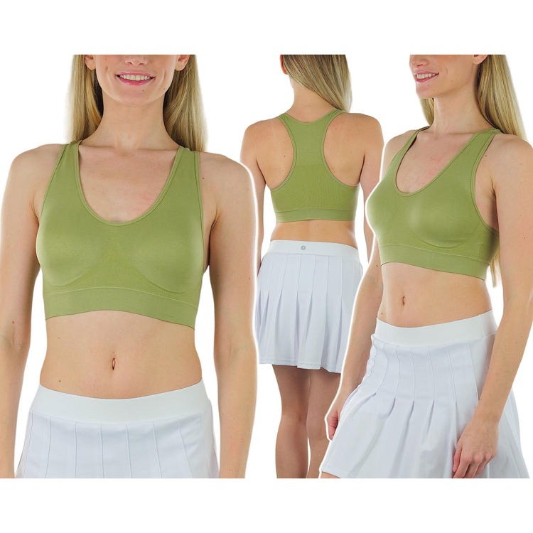 Women’s Pack of 6 Comfortable and Supportive Racerback Sports Bras