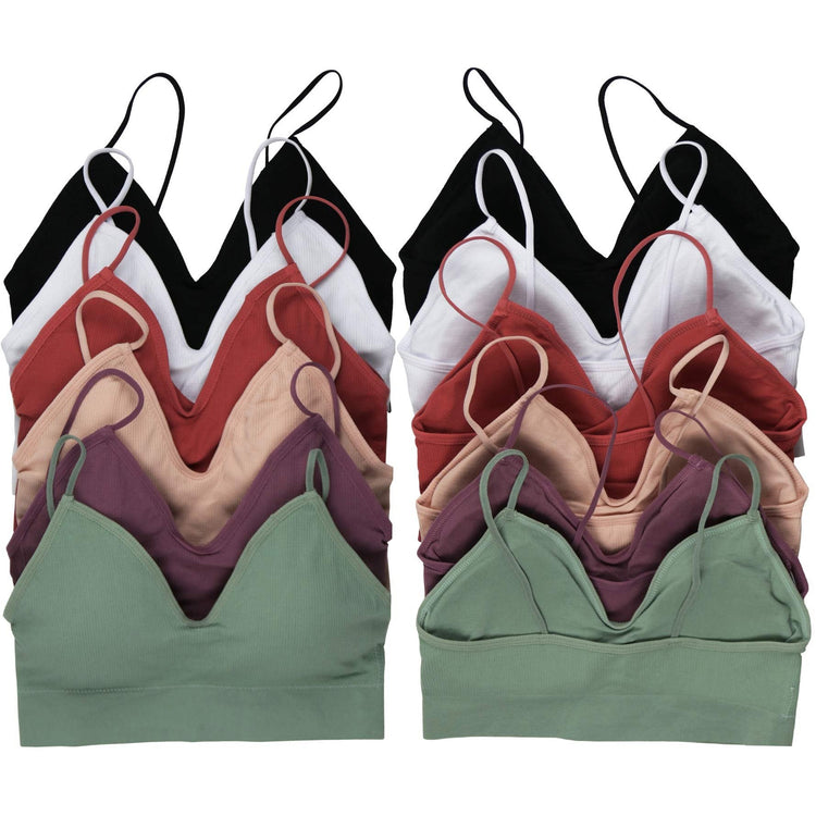 Women's Pack of 6 Ribbed Knit Bralettes