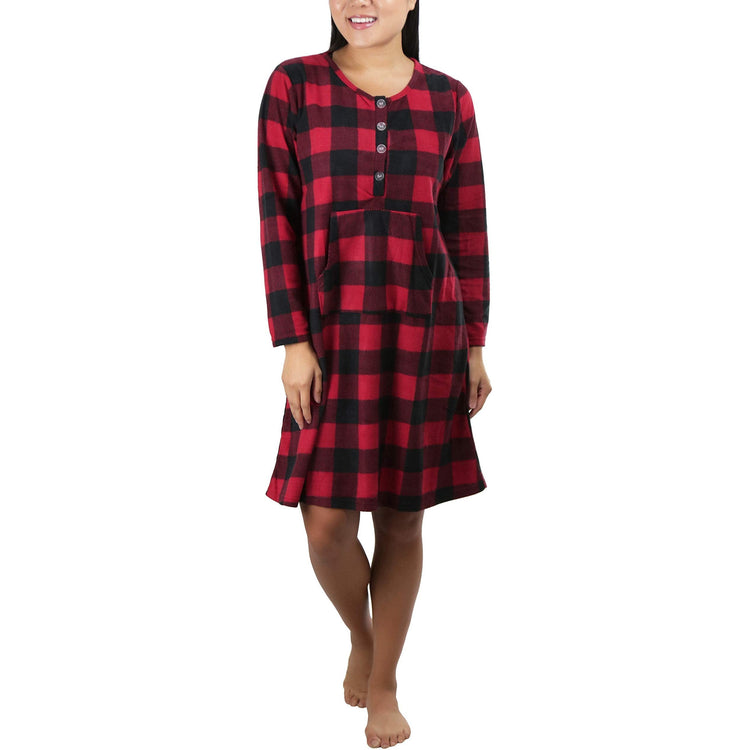 Women's Cozy Fleece Pajama Long Sleeve Nightgown