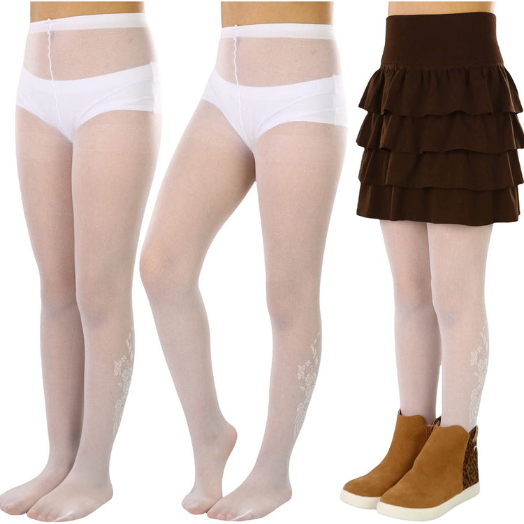 Girls to Junior Pack of 6 Opaque Nylon Tights Pantyhose Age: 1-12 Years Old