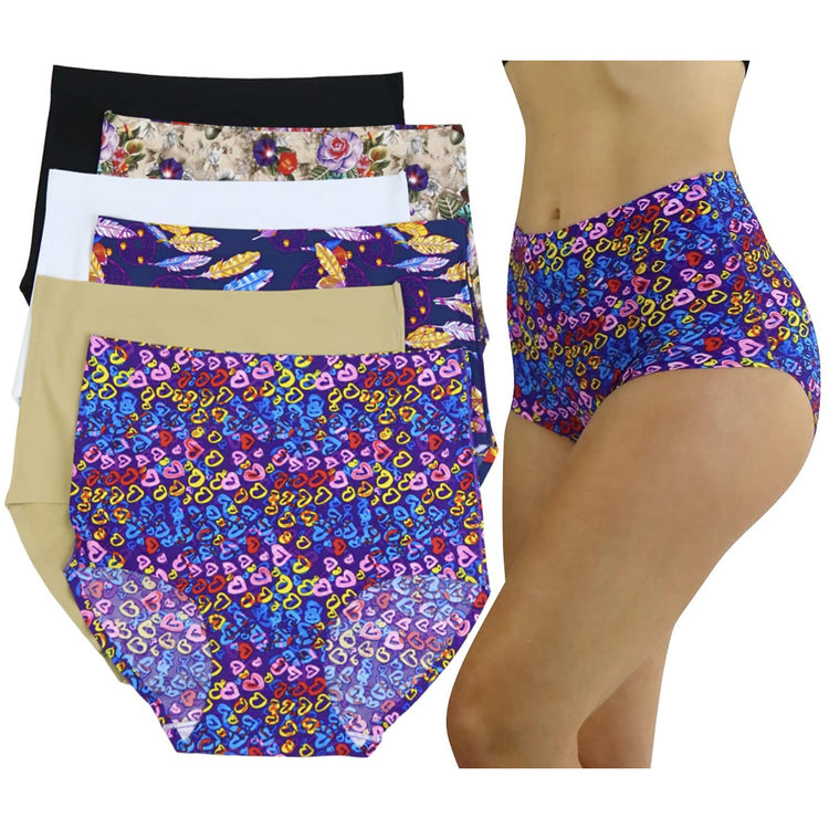Women's Pack of 6 High Waisted Seamless Laser Cut Panty Briefs