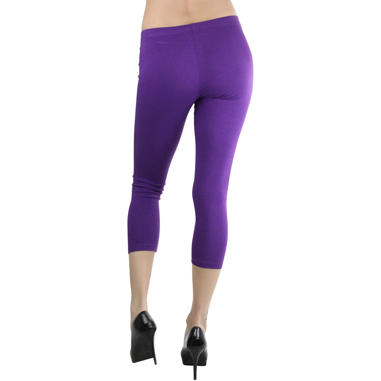 Women's Seamless Cotton Stretchy Band Yoga Activewear Capri Leggings