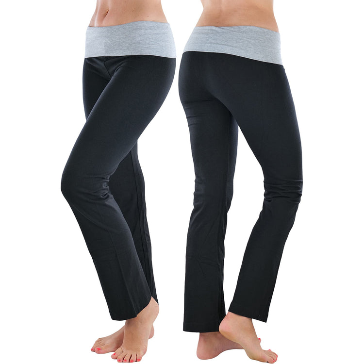 Women's Elastic Exercise Sweatpants w/Fold-Over Waistband