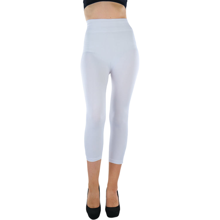 Women’s Capri Length Wide Waistband Seamless Lightweight Stretch Leggings
