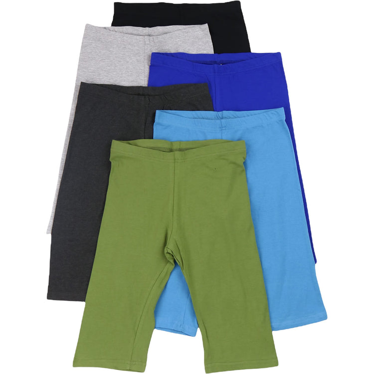 Women's Pack of 6 Premium Cotton Blend High Waisted Knee Length Biker Bermuda Shorts