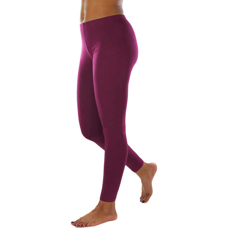 Women's Soft Knit Yoga Cotton Skinny Fit Full Length Leggings