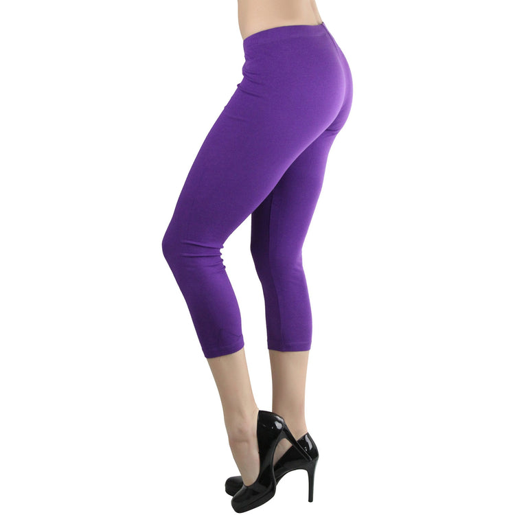 Women's Seamless Cotton Stretchy Band Yoga Activewear Capri Leggings