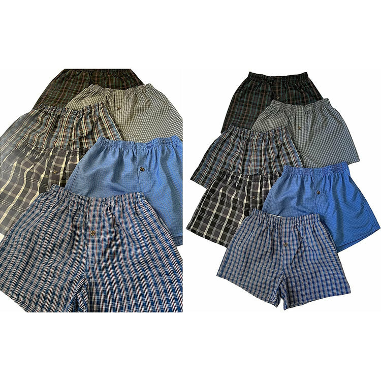 Boys' 6 Pack Cotton-Blend Tartan Patterned Boxer Shorts