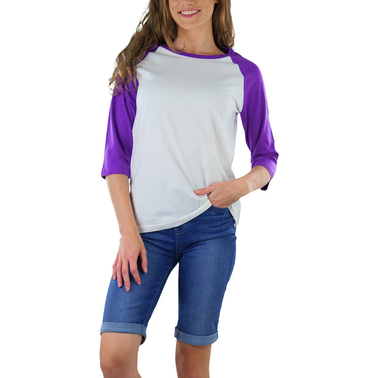 Women's Classic Two Color Cotton Baseball T-Shirts