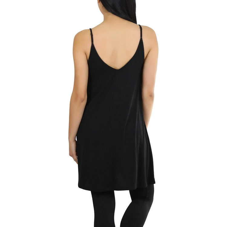 Women's V Neck Adjustable Spaghetti Strap Rayon Tunic