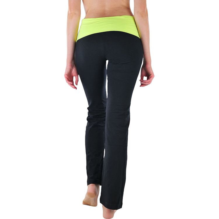Women's Elastic Exercise Sweatpants w/Fold-Over Waistband