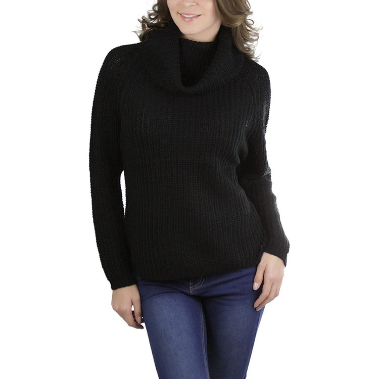 ToBeInStyle Women's Classic Knit Fold Over Turtleneck Pullover