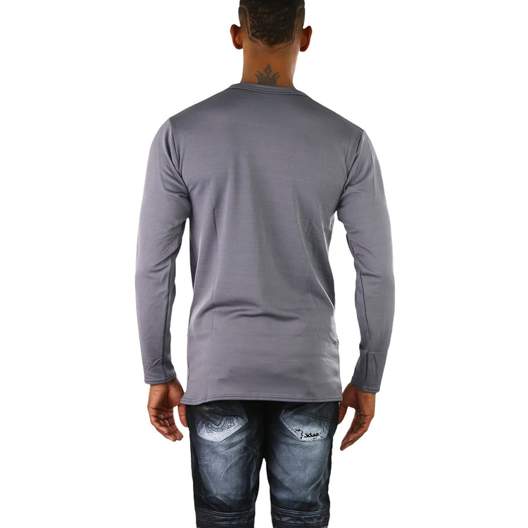 Men's Premium Fleece Lined Microfiber Thermal Long Sleeve Crewneck Shirt Top