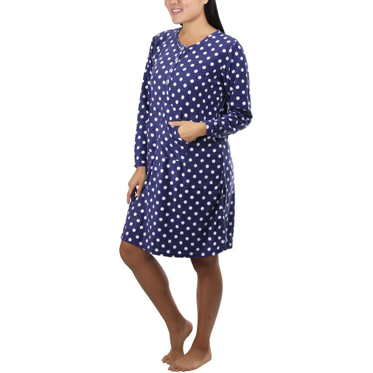 Women's Cozy Fleece Pajama Long Sleeve Nightgown