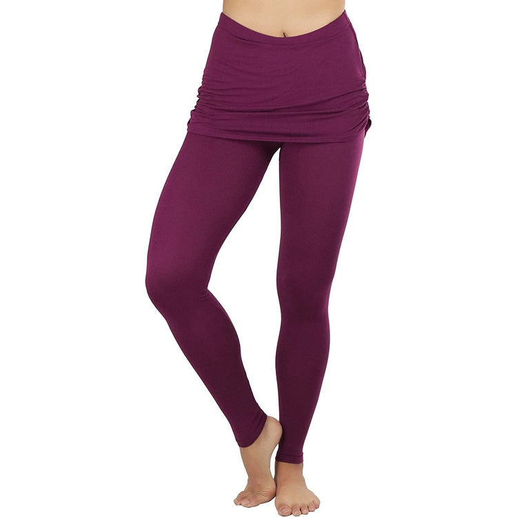 ToBeInStyle Women's High Waist Leggings with Attached Mini Skirt