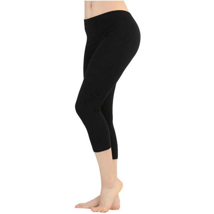 Women's Seamless Cotton Stretchy Band Yoga Activewear Capri Leggings