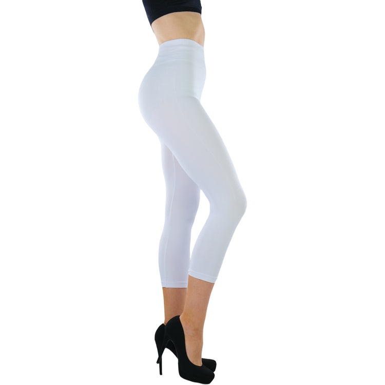 Women’s Capri Length Wide Waistband Seamless Lightweight Stretch Leggings