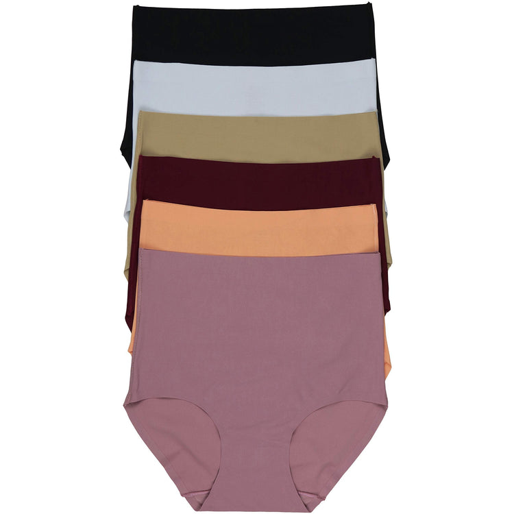 Women's Pack of 6 High Waisted Seamless Laser Cut Panty Briefs