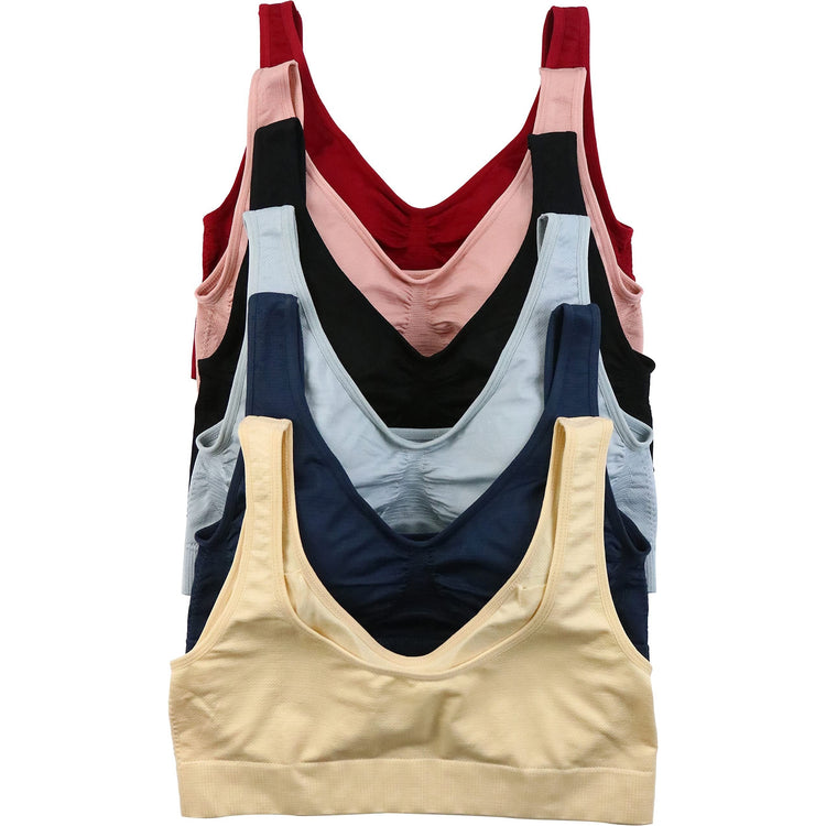 Women's Pack of 6 Deep & Neutral Comfortable Lounging Scoop Back Sports Bras