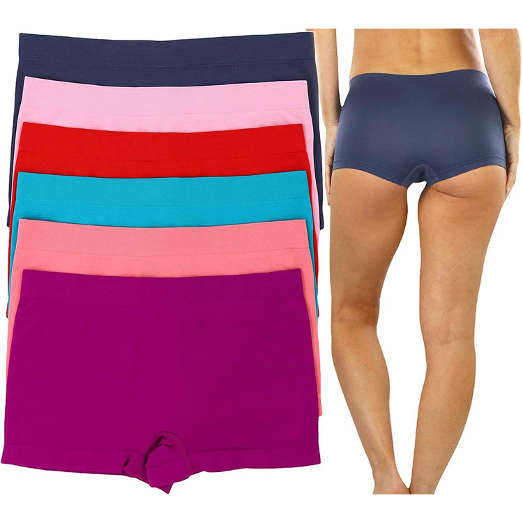 Women's Pack of 6 Stretchy Microfiber Cheeky Boyshort Panties