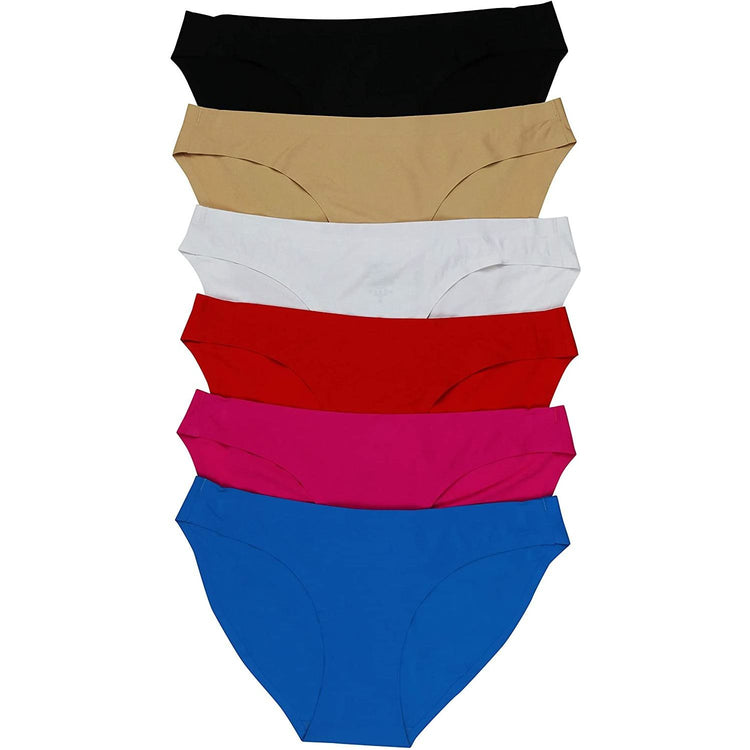 ToBeInStyle Womenโs Pack of 6 Comfortable No Panty Line Laser Cut Boyshorts