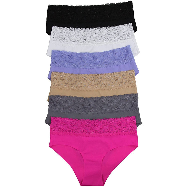 ToBeInStyle Womenโs Pack of 6 Comfortable No Panty Line Laser Cut Boyshorts