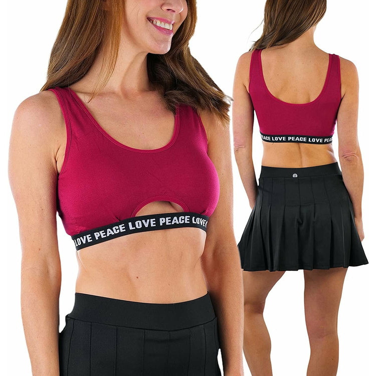 ToBeInStyle Women's Pack of 6 Seamless Peace Love Assortment Lounging Bra with Cut Out Middle