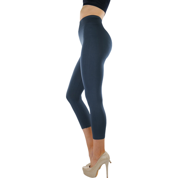 Women’s Capri Length Wide Waistband Seamless Lightweight Stretch Leggings