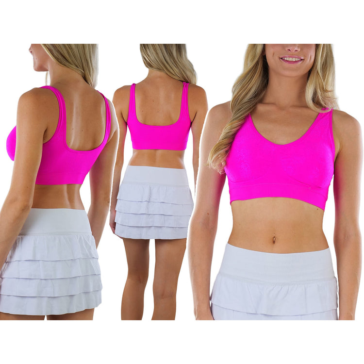 Women's Pack of 6 Padded Double Scoop Comfort Lounging Bras