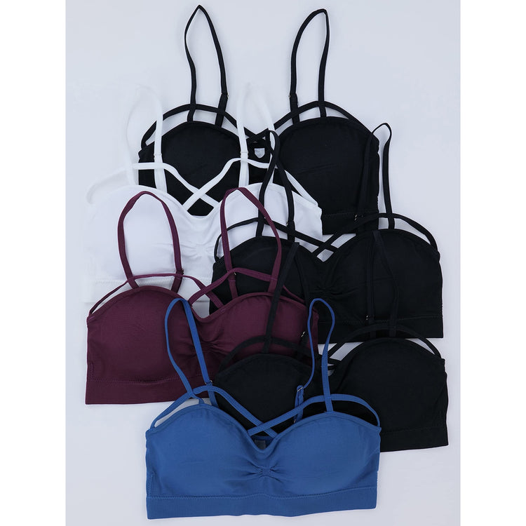 Women's Pack of 6 Strappy Cross Back Bras