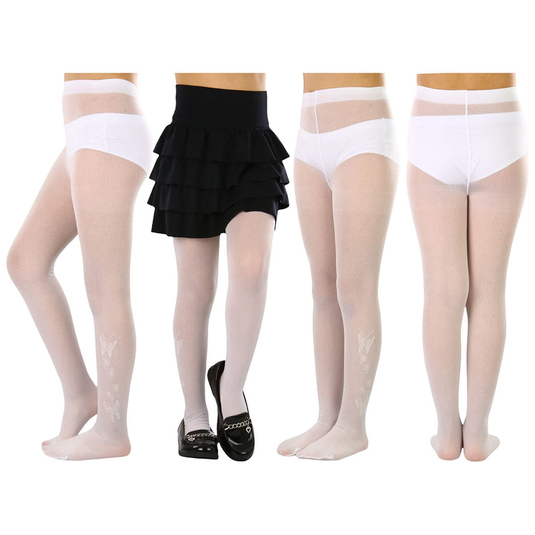 Girls to Junior Pack of 6 Opaque Nylon Tights Pantyhose Age: 1-12 Years Old