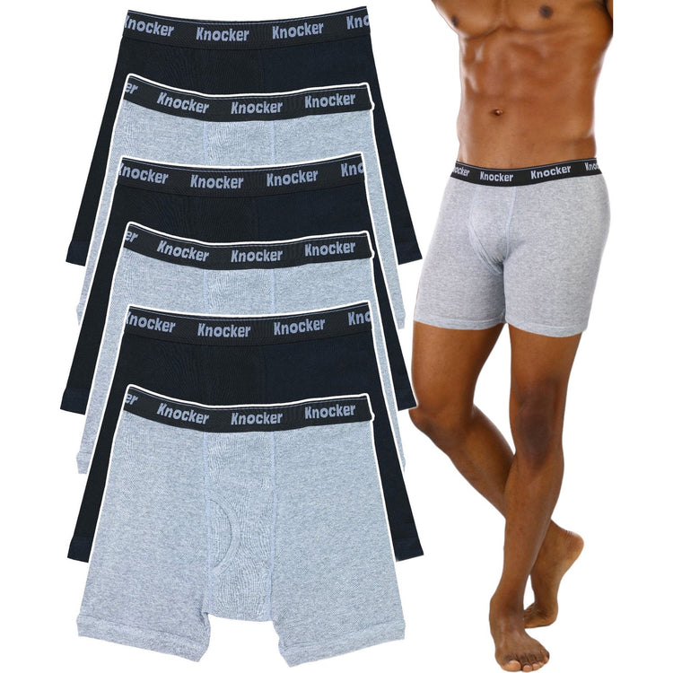 Men's Pack of 6 Thick Knocker Waistband Boxer Briefs