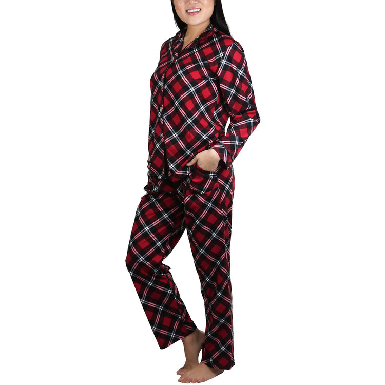 Women's Flannel Pajama Set with Matching Top and Bottom