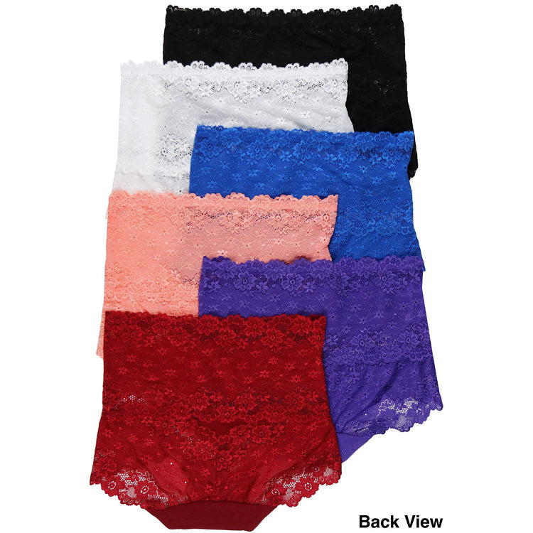 Women's 6 Pack Dressed with Elegant Lace High Brief Panties