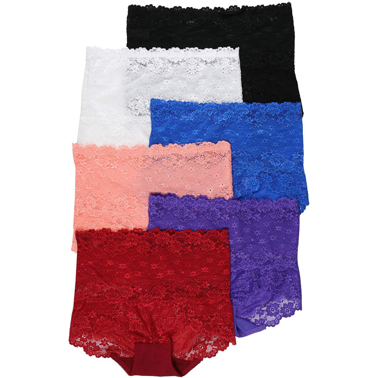 Women's 6 Pack Dressed with Elegant Lace High Brief Panties