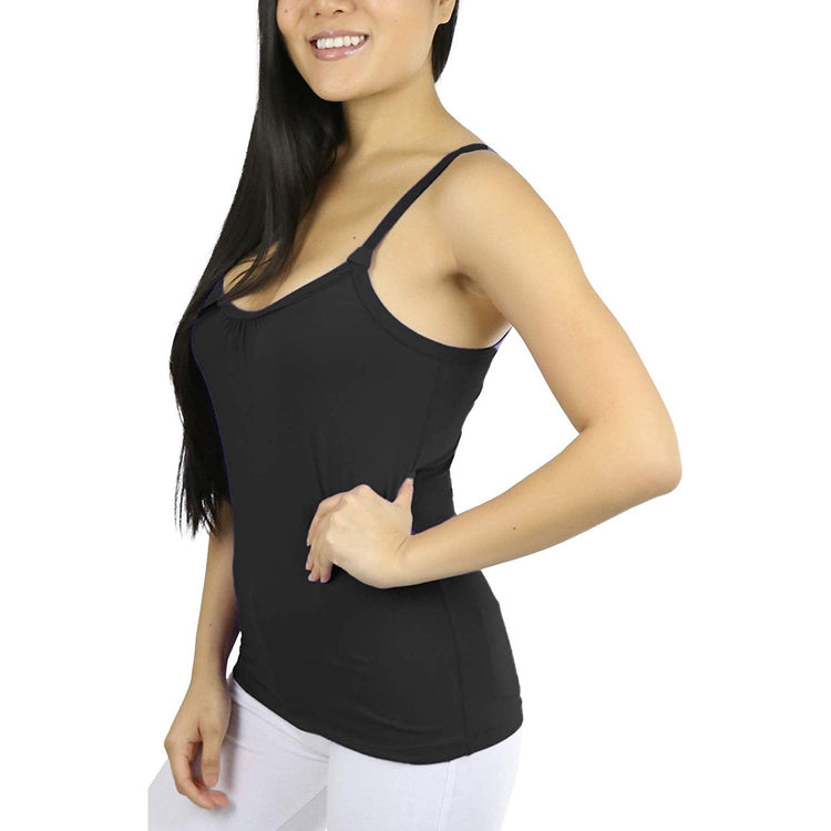 ToBeInStyle Women’s Vibrant Comfortable Ruched Bust V-Neck Layering Tank Top