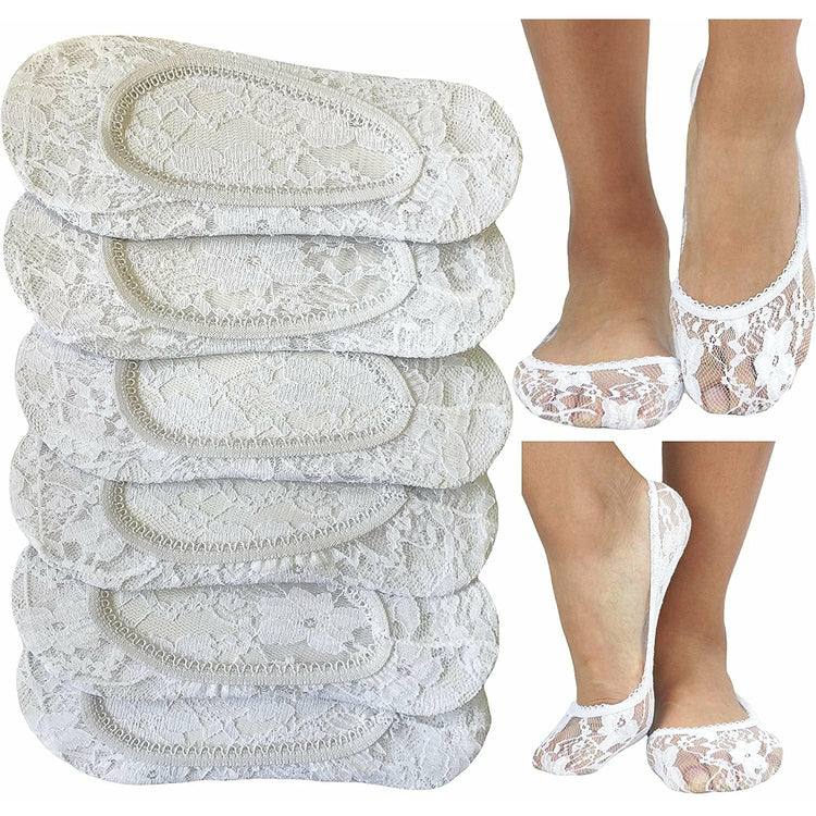 ToBeInStyle Women's Pack of 6 Floral Sheer Shoe Liner Footie